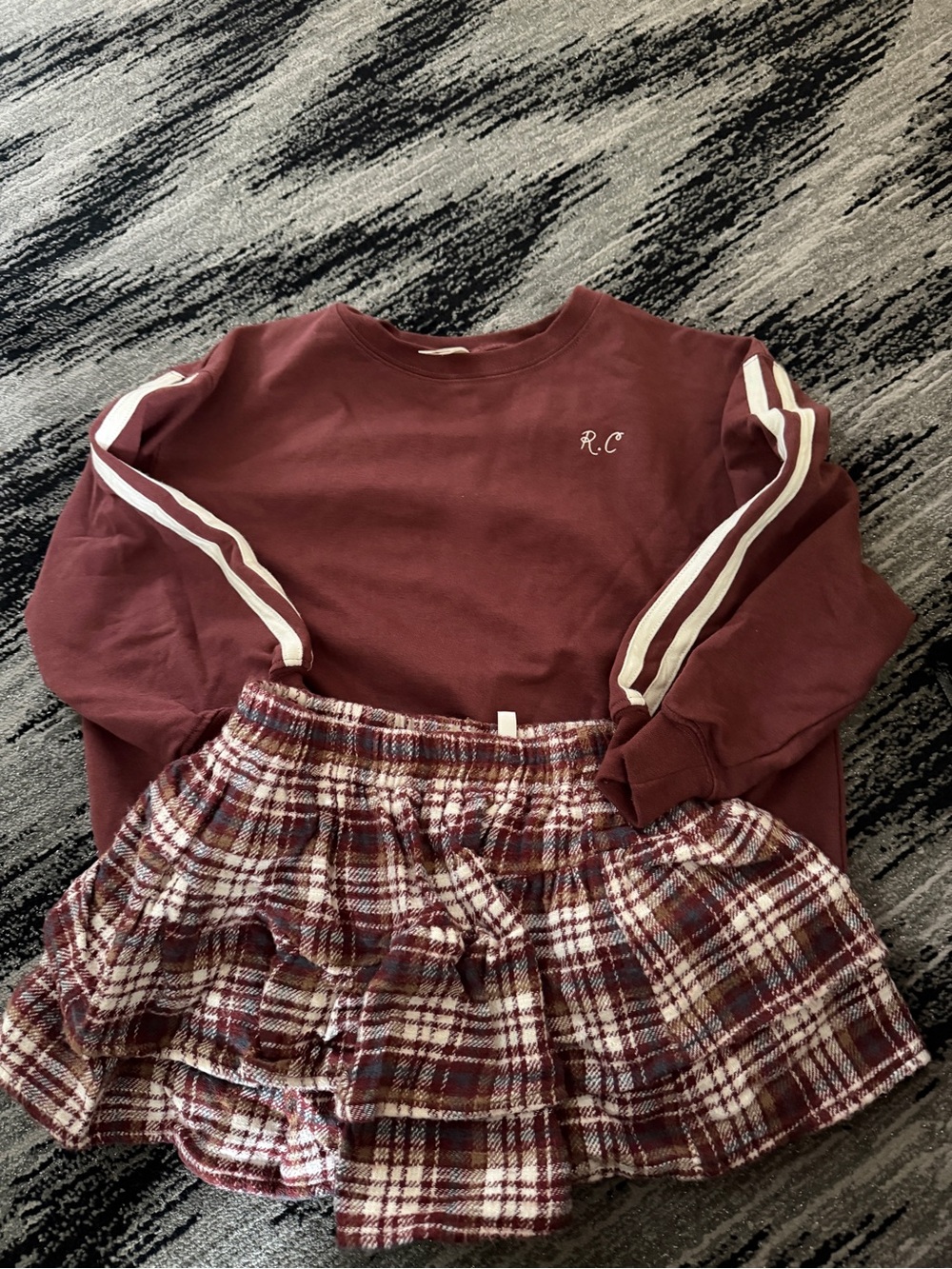 Rylee + Cru Maroon Plaid Ruffle Tiered Skirt